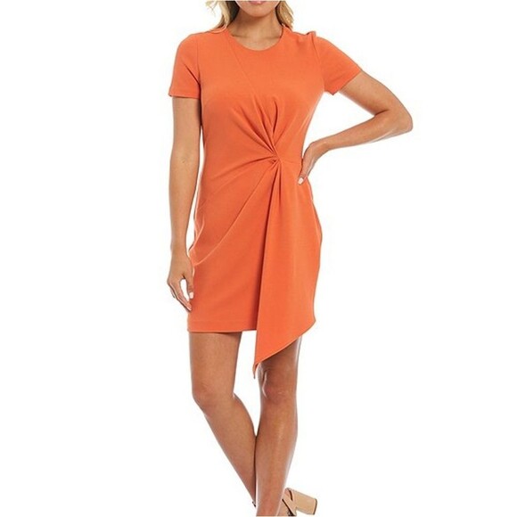 Badgley Mischka Short Sleeve Side Drape Dress Women's Size 14 - Picture 1 of 10